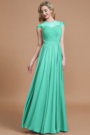 Normale Taille A-Linie Chiffon Kurze Ärmeln Brautjungfernkleid mit Schaufel Ausschnitt - Bild 20