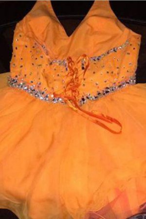 Prinzessin Normale Taille Neckholder Ballkleid mit Rücken Schnürung mit Perlen - Bild 3