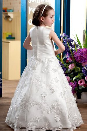 Robe de cortège enfant avec fleurs ruché appliques a-ligne elevé - Photo 3