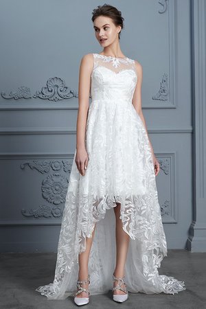 Robe de mariée avec gaze délicat plissé moderne naturel - Photo 4