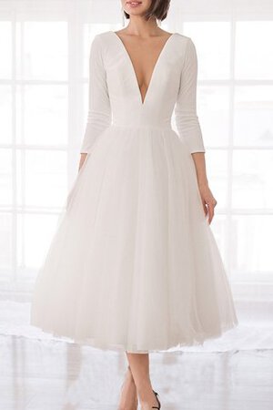 Abito da sposa mini semplice a-line squisito v-scollo pomposo - Foto 1