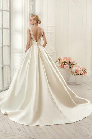 Elegante Vestido de Novia de Manga de Campana de Apliques de Baja escote en V de Botón - Foto 3