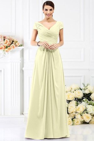 Chiffon Prinzessin Bodenlanges Brautjungfernkleid mit Kurzen Ärmeln mit Drapierung - Bild 8