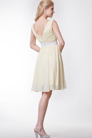 Abito da Damigella Senza Maniche in Chiffon A-Line con Increspature V-Scollo con Fiore - Foto 3