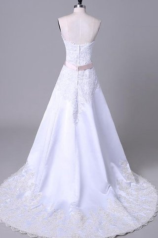 Robe de mariée en satin arrivée au mollet appliques de traîne mi-longue a-ligne - Photo 2