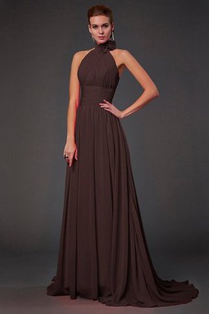 Robe demoiselle d'honneur longue fermeutre eclair a-ligne avec chiffon dénudé - Photo 8