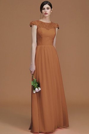 Robe demoiselle d'honneur naturel ligne a fermeutre eclair en chiffon col ras du cou - Photo 10