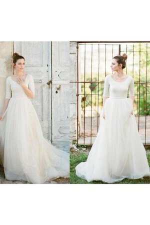 Abito da Sposa Spazzola Treno con Increspature tradizionale A-Line retro Formale E Informale - Foto 4