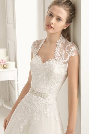 Abito da Sposa con Perline con Fusciacca Principessa Cappellino Cuore Naturale - Foto 3