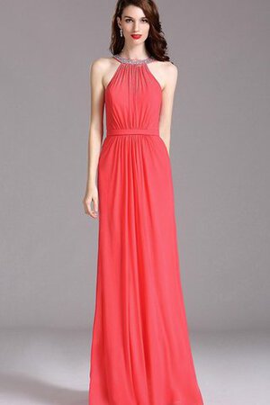 Robe de bal avec perle avec chiffon au niveau de cou avec sans manches - Photo 1