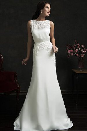 Abito da Sposa con Applique Senza Maniche con Piega A-Line tradizionale Elegante - Foto 1