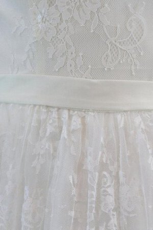 Abito da Sposa A-Line in pizzo Elegante con Fusciacca con Manica Corte con Nastro - Foto 4