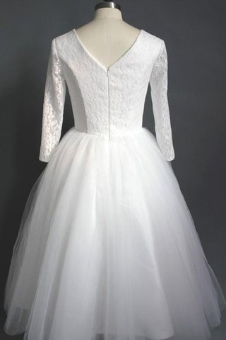 Reißverschluss V-Ausschnitt kurzes lockeres romantisches Brautkleid aus Spitze - Bild 2