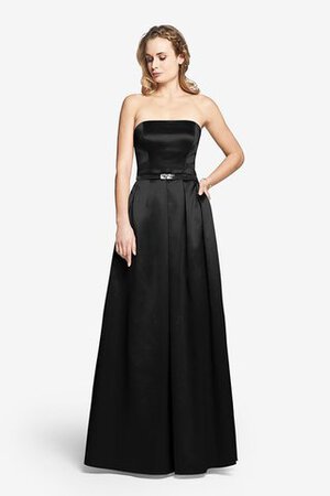 A-Linie Satin Trägerlos Lang Brautjungfernkleid - Bild 5