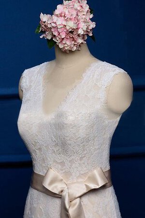 Abito da Sposa Cappellino con Nastro con Fusciacca Senza Maniche V-Scollo Naturale - Foto 6