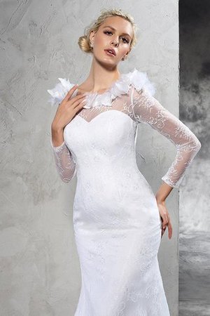 Abito da Sposa in Raso Cerniera Vintage con Maniche Lunghe Stravagante - Foto 6