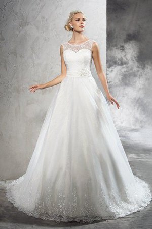 Reißverschluss Ärmelloses Duchesse-Linie Luxus Brautkleid mit Schleife - Bild 1