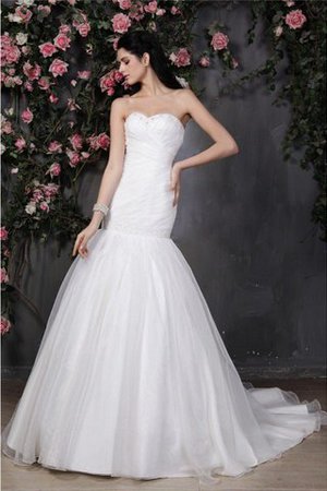 Ärmellos Organza Einfaches Modern Brautkleid mit Rüschen - Bild 1