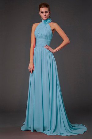 Robe demoiselle d'honneur longue fermeutre eclair a-ligne avec chiffon dénudé - Photo 4