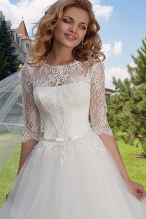 Abito da Sposa Ball Gown in pizzo Spazzola Treno decorato Allacciato con Applique - Foto 3