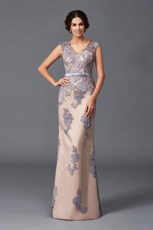 Robe de soirée longue en satin bandouliere spaghetti appliques avec sans manches - Photo 1