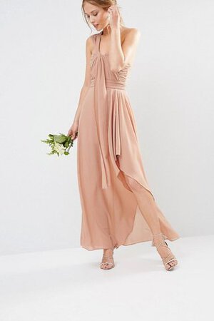 Robe demoiselle d'honneur haut bas manche nulle fermeutre eclair en chiffon a-ligne - Photo 4