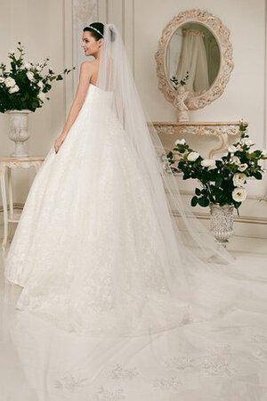 Robe de mariée jusqu'au sol avec sans manches a-ligne col en forme de cœur avec cristal - Photo 3