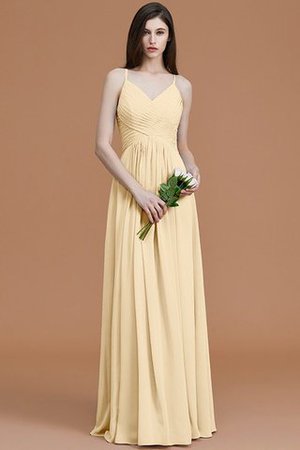 Robe demoiselle d'honneur naturel de princesse ruché avec chiffon avec sans manches - Photo 12