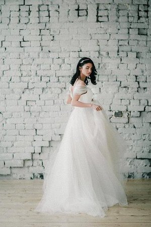 Robe de mariée luxueux croisade de traîne courte textile en tulle a-ligne - Photo 3