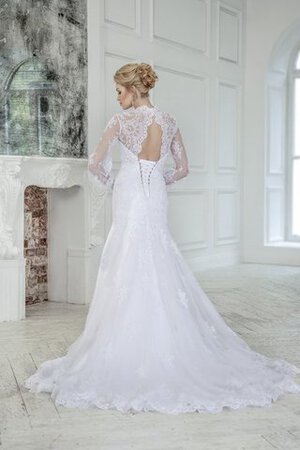 Robe de mariée modeste de col en v de sirène trou serre longueur au ras du sol - Photo 2