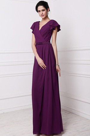 Robe demoiselle d'honneur plissé longue en chiffon avec fronce en forme - Photo 13