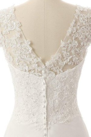 Robe de mariée modeste plissé appliques de col en cœur ruché - Photo 3