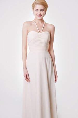 Robe de soirée en chiffon dénudé ruché avec sans manches a-ligne - Photo 5