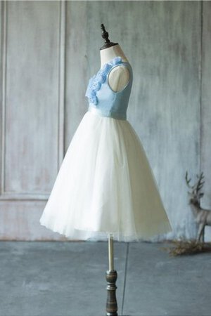 Robe de cortège enfant manche nulle ruché d'épaule asymétrique de lotus avec fleurs - Photo 3