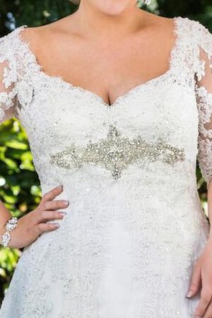 Abito da Sposa con paillette Spazzola Treno Elegante con Applique A-Line con Bottone - Foto 3