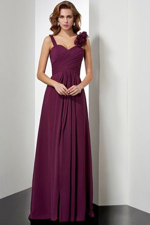 Breiter Träger Natürliche Taile Bodenlanges Abendkleid mit Reißverschluss aus Chiffon - Bild 1