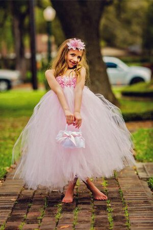 Abito da Cerimonia Bambini in Tulle con Nastro con Fusciacca con Piega Ball Gown alta vita - Foto 3