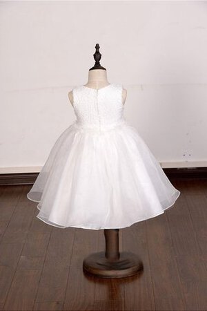 Robe de cortège enfant plissé en tulle avec perle de tour de ceinture empire avec fleurs - Photo 3