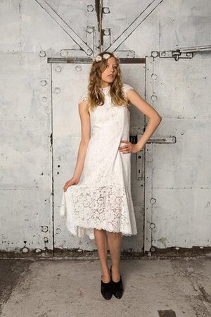 Robe de mariée simple avec manche épeules enveloppants avec manche courte de col haut - Photo 1