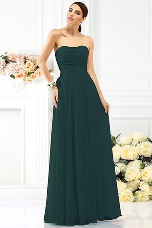 Robe demoiselle d'honneur plissé en chiffon avec fronce a-ligne jusqu'au sol - Photo 9