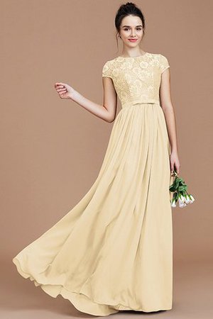 Robe demoiselle d'honneur naturel en chiffon a-ligne avec zip longueur au ras du sol - Photo 12