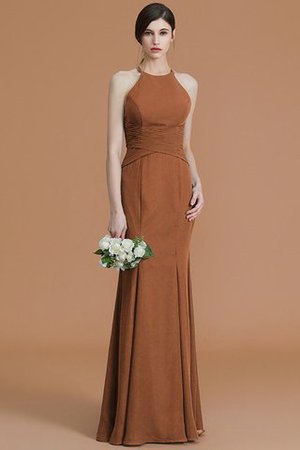 Robe demoiselle d'honneur naturel avec sans manches en chiffon ruché de sirène - Photo 10