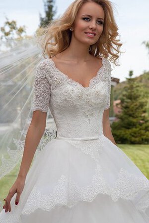 Abito da Sposa Shiena Sheer Naturale A Terra Elegante in Pizzo con Applique - Foto 4