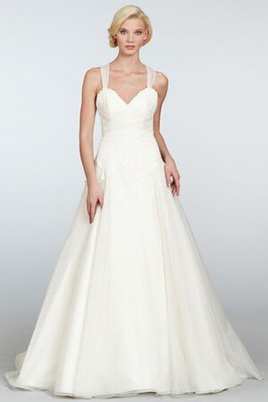 Abito da Sposa con Festone con Increspato A-Line con Criss-cross con Fiocco Naturale - Foto 1