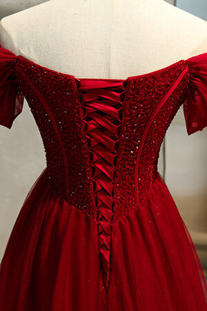 Robe de bal avec perle cordon jusqu'au sol divin romantique - Photo 5