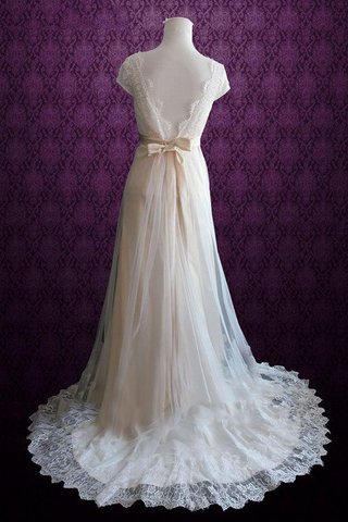 Robe de mariée classique plissé ligne a de traîne courte ceinture - Photo 2