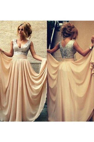 Robe de bal romantique avec sans manches jusqu'au sol avec chiffon avec zip - Photo 2