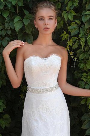 Abito da Sposa Allacciato Naturale A Terra Lungo in pizzo Tubino - Foto 3