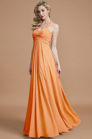 Robe demoiselle d'honneur avec zip jusqu'au sol manche nulle avec chiffon ruché - Photo 26