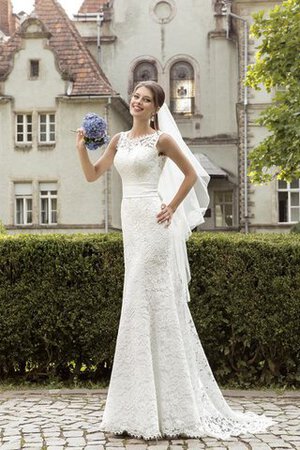 Robe de mariée luxueux de traîne courte avec sans manches avec ruban ceinture en étoffe - Photo 1